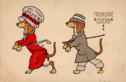 Ostern Vermenschlichte Hunde 1913 I-II Paques Chien - Pasen