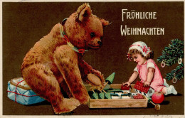 Weihnachten Kind Mit Teddybär Präge-AK I-II - Otros & Sin Clasificación