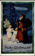 Weihnachtsmann Engel Sign. F. Bersch Zeppelin I-II Pere Noel Dirigeable Ange - Andere & Zonder Classificatie