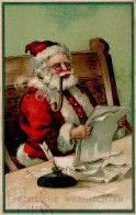 Weihnachtsmann Raucht Pfeife Prägekarte 1908 I-II Pere Noel - Otros & Sin Clasificación