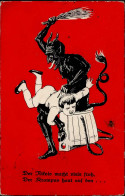 Krampus Der Nikolo Macht Viele Froh, Der Krampus Haut Auf Den ...1927 I-II (Ecken Abgestossen) - Andere & Zonder Classificatie