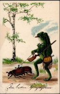 Frosch Vermenschlicht Rauchend Pfingsten Jagd I-II (Ecken Gestaucht) Grenouille Chasse - Altri & Non Classificati