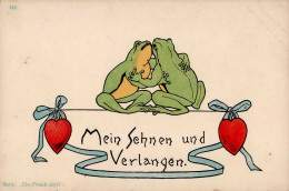 Frosch Vermenschlicht Romantik Mein Sehnen Und Verlangen I-II (Ecke Gestaucht, VS Fleckig) Grenouille - Autres & Non Classés