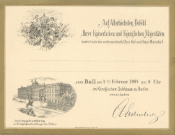 Adel Preussen Blanko-Einladungskarte Zum Ball Im Königlichen Schloss 1904 Mit Gedruckter Unterschrift Ober-Hofmarschall  - Historia