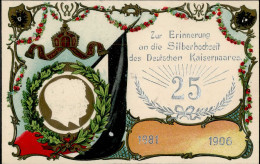 Adel KAISER - KAISERPAAR Prägelitho SILBERHOCHZEIT 1906 Dekorativ! I - Storia