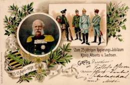 Adel Sachsen König Alberts Von Sachen  1873- 23. April 1898 Zum 25. Regierungs Jubiläum I-II (Marke Teilw. Entfernt, Eck - Historia