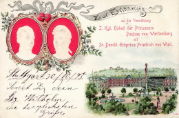 Adel Württemberg Prinzessin Pauline Von Württemberg Und Erbprinz Friedrich Von Wied Erinnerung Zur Vermählung 1898 Präge - Geschichte