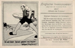 Propaganda WK I Englischer Invasionsverein  (Michel Mit Kanone U. Zeppelin) I Dirigeable - Guerre 1914-18