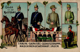 Musterung Train.-Sanität.-Schutztruppe Maschinengewehrabt. Jäger 1915 I-II (fleckig) - Guerre 1914-18