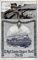 Regiment Dresden 2. Kgl. Sächs. Jäger-Batl. Nr. 13 Feldpostkarte 1917 I-II - Régiments