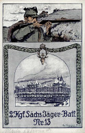 Regiment Dresden 2. Kgl. Sächs. Jäger-Batl. Nr. 13 Feldpostkarte 1917 I-II - Regimientos