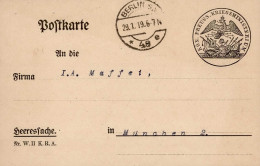 Feldpost WK I (Heeressache) Königlich Preussisches Kriegsministerium Geheime Registratur Der Sektion W.II Berlin 1919 - Altri & Non Classificati