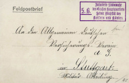 Feldpost WK I Infanterie-Stabswache Des Großen Hauptquartiers Seiner Majestät Des Kaisers Und Königs (Wilhelm II) Ca. 19 - Otros & Sin Clasificación