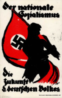 ÖSTERREICH-ANSCHLUSS 1938 WK II - Der NATIONALE SOZIALISMUS Die ZUKUNFT D. DEUTSCHEN VOLKES Sign. Künstlerkarte  O Linz  - Oorlog 1939-45