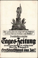 ÖSTERREICH-ANSCHLUSS 1938 WK II - Deutschösterreichische Zeitung - GROßDEUTSCHLAND Das ZIEL! Völkische Politik-Karte  Wi - Weltkrieg 1939-45