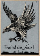 WK II Saarabstimmung Adler WHW 1934/35 Frei Ist Die Saar II (Bugspuren) - Oorlog 1939-45