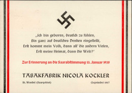 WK II Saarabstimmung Saarreferendum, St. Wendel (6690) Tabak Fabrik Nicola Kockler Korrespondenz I- - Oorlog 1939-45