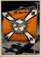 WK II Fahnen Und Standarten Karte Jagdflieger Sign. Gottfried Klein Wehrmacht I-II (VS/RS Ecke Fleckig) - War 1939-45