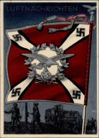 WK II Fahnen Und Standarten Karte Luftnachrichten Sign. Gottfried Klein Wehrmacht I-II (VS/RS Fleckig) - Oorlog 1939-45