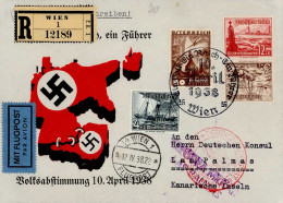 Ostmark (Österreich) Volksabstimmung 10. April 1938 Luftpost Nach Gran Canaria Mischfrankatur 3.Reich WHW/Österreich, Ze - War 1939-45
