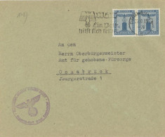 WK II NSDAP Dienstpost Partei-Dienstmarken MeF Brief Der NSDAP Osnabrück Ortsgruppe Hauptbahnhof 1939 - Guerra 1939-45