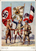 Propaganda WK II Fahnen Der Zeit Verlag PH Künstlerkarte Sign. Reich I-II (kl. Eckbug) - Guerra 1939-45