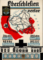 Propaganda WK II Katowitz Oberschlesien Landkarte Verlor I-II - War 1939-45