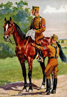 Propaganda WK II Künstlerkarte Sign. Merte SA Reiter I-II - Guerra 1939-45