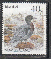 NEW ZEALAND NUOVA ZELANDA 1985 1989 1987 NATIVE BIRDS BLUE DUCK 40c USED USATO OBLITERE' - Used Stamps