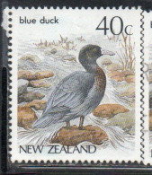 NEW ZEALAND NUOVA ZELANDA 1985 1989 1987 NATIVE BIRDS BLUE DUCK 40c USED USATO OBLITERE' - Used Stamps