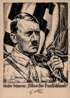 Hitler Künstlerkarte Sign. Schüchert II (Eckbugspuren) - Personaggi