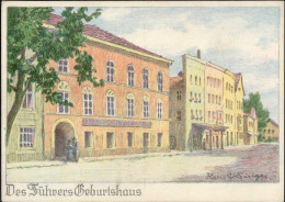Hitler Braunau Am Inn Geburtshaus Adolf Hitler 20. April 1889 Sign. Hans Götzinger Künstlerkarte I- - Characters