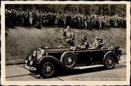 Hitler Eröffnet Reichsautobahn Propaganda WK II Foto-AK I-II (RS Klebereste) - Personen