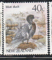 NEW ZEALAND NUOVA ZELANDA 1985 1989 1987 NATIVE BIRDS BLUE DUCK 40c USED USATO OBLITERE' - Used Stamps