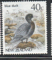 NEW ZEALAND NUOVA ZELANDA 1985 1989 1987 NATIVE BIRDS BLUE DUCK 40c USED USATO OBLITERE' - Used Stamps