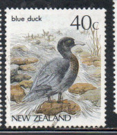 NEW ZEALAND NUOVA ZELANDA 1985 1989 1987 NATIVE BIRDS BLUE DUCK 40c USED USATO OBLITERE' - Used Stamps