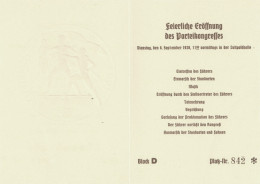 REICHSPARTEITAG NÜRNBERG 1938 WK II - KLAPP-EHRENKARTE Zur Feierlichen Eröffnung Des Parteikongresses 1938 Selten! I - War 1939-45