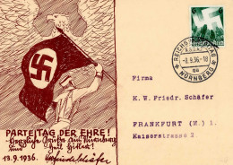 REICHSPARTEITAG NÜRNBERG WK II - Braune Seltene So-Karte PARTEITAG Der EHRE 1936 Mit S-o Sign. Künstlerkarte Selten I - Guerre 1939-45