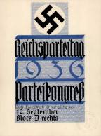 Reichsparteitag WK II Nürnberg (8500) Eintrittskarte 12.September 1936 I-II - Guerre 1939-45