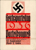 Reichsparteitag WK II Nürnberg (8500) Eintrittskarte Parteikongreß  10.Sep. 1936 II (Knick,Gebrauchsspuren) - Guerra 1939-45