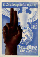 BADEN WK II - DEM FÜHRER Die TREUE 14.NSDAP-PARTEIGRÜNDUNGSTAG 1934 Künstlerkarte Sign. Rinne Ecke Gestoßen II - Guerra 1939-45