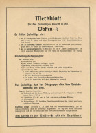 SS Merkblatt Für Den Freiwilligen Eintritt In Die Waffen-SS I-II - Weltkrieg 1939-45