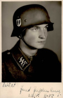 SS WK II - SS-Foto-Ak SS-UNTERSTURMFÜHRER Arnd ANGERMANN Mit Rücks. Todesanzeige Zoppot Mai 1942 Mit AUTOGRAMM I - Weltkrieg 1939-45