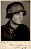 SS WK II - SS-Foto-Ak SS-UNTERSTURMFÜHRER Arnd ANGERMANN Mit Rücks. Todesanzeige Zoppot Mai 1942 Mit AUTOGRAMM I - Oorlog 1939-45