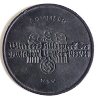 WHW WK II Gau Pommern Große Gussplakete Von 1933/34 Ca, 18,5cm Durchmesser I-II - Weltkrieg 1939-45