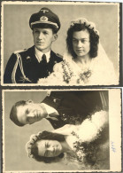 WK II Foto Lot Mit 2 Fotos Eines Panzermannes Zur Hochzeit 1944 Jeweils Ca. 10x14cm Auf Pappe Geklebt Fotografenstempel  - Guerre 1939-45