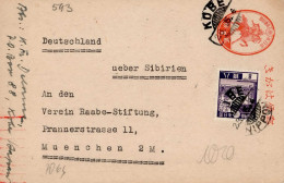 WK II Japan Ganzsache Aus Kobe Von Karl Delorme An Die Raabe-Stiftung München 1940 Wehrmachts-Zensur - Weltkrieg 1939-45