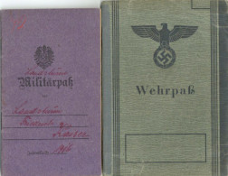 WK II Militär- Und Wehrpass Teilnehmer 1. Und 2. Weltkrieg, Im 2. WK Verwendung Beim Volkssturm, Beide Pässe Vorhanden I - War 1939-45