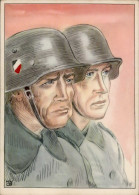 Wehrmacht Soldaten Mit Stahlhelm Sign. Gipfer I-II - Guerre 1939-45