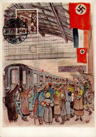 WK II Berlin Potsdamer Bahnhof Eisenbahn Reisen Zu Lande Einst Und Jetzt - Nr. 11 Mit Kraft Durch Freude I-II (Ecken Abg - Guerra 1939-45